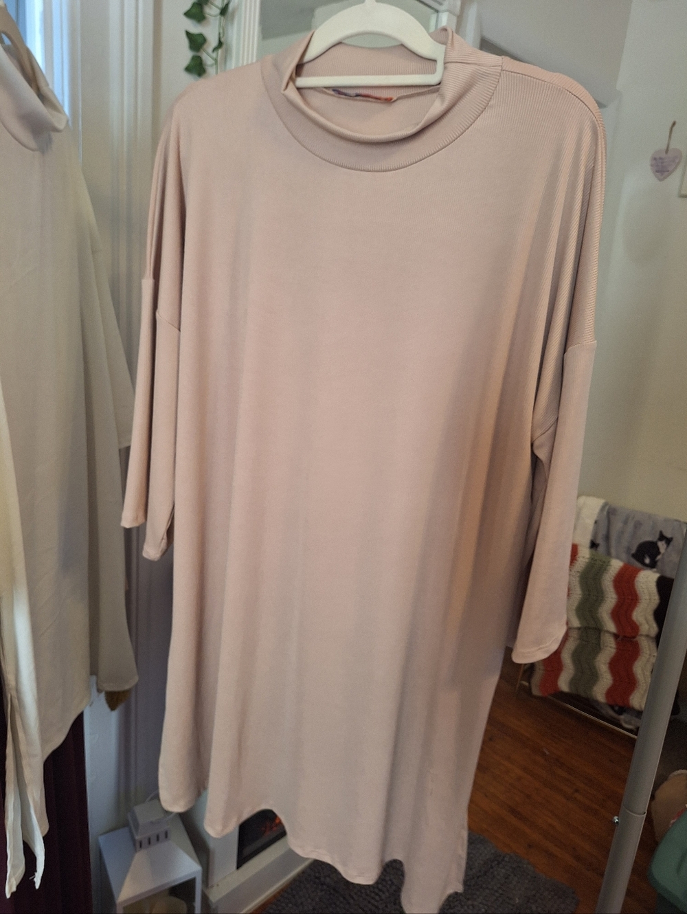 Mock Neck Micro-rib Tunic Top